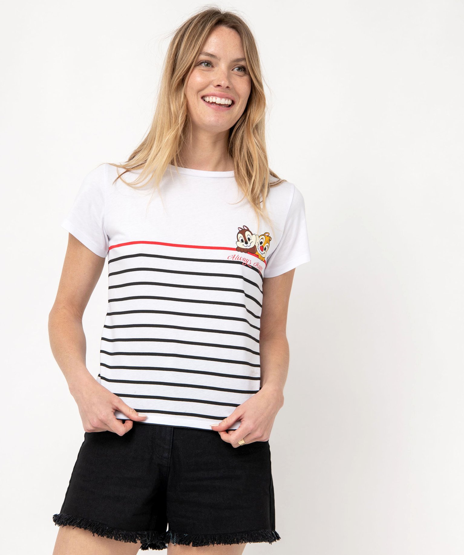 Tee-shirt droit manches courtes à rayures femme - DS raye | GEMO