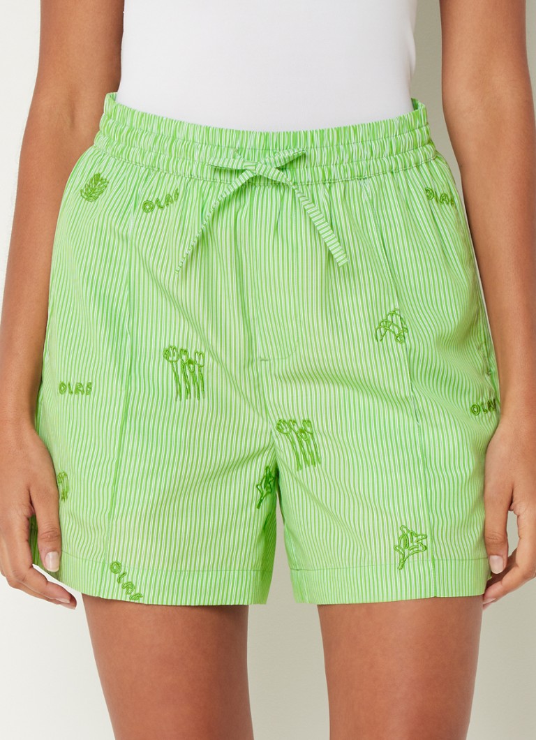 Pantaloncini OLAF con strisce ricamate, vita media, vestibilità ampia