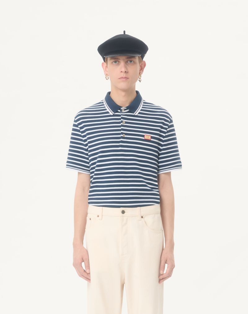Camisa polo Valentino em algodão piqué com patch VLogo.