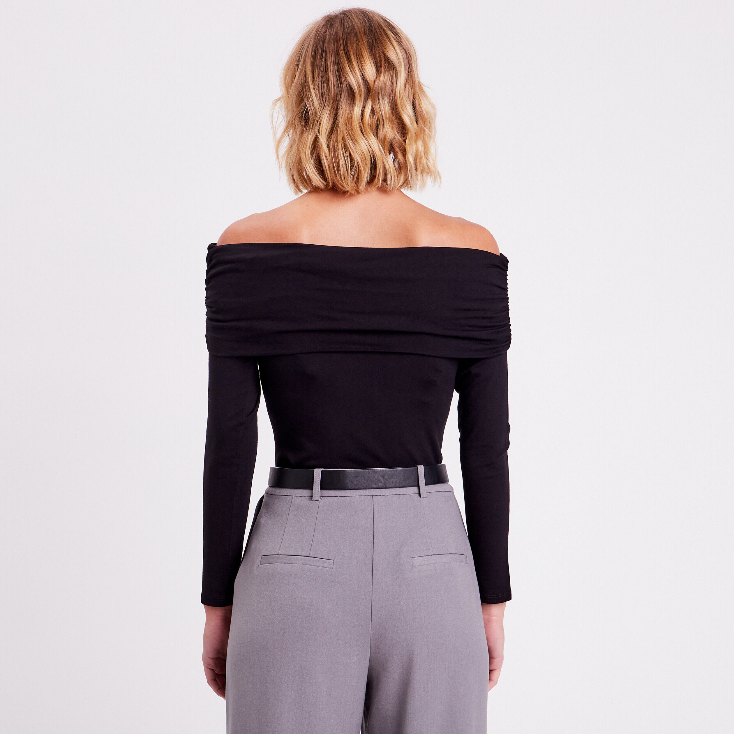 T-shirt col bardot noir femme | Cache Cache