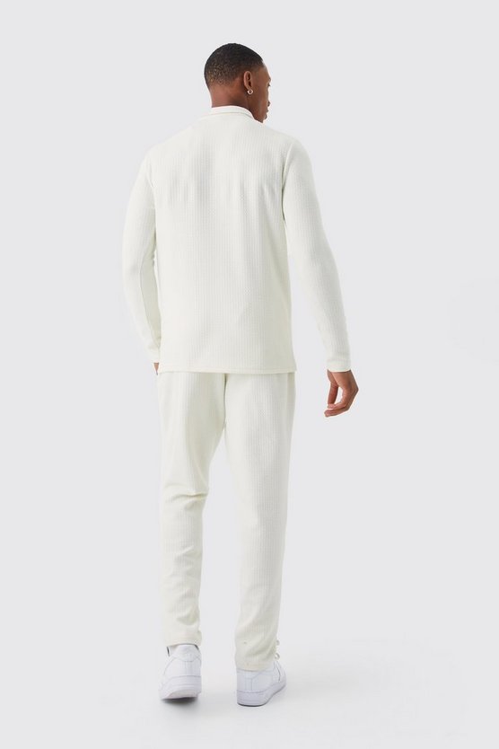 Langärmliges Muscle-Fit Jacquard-Poloshirt & Jogginghose