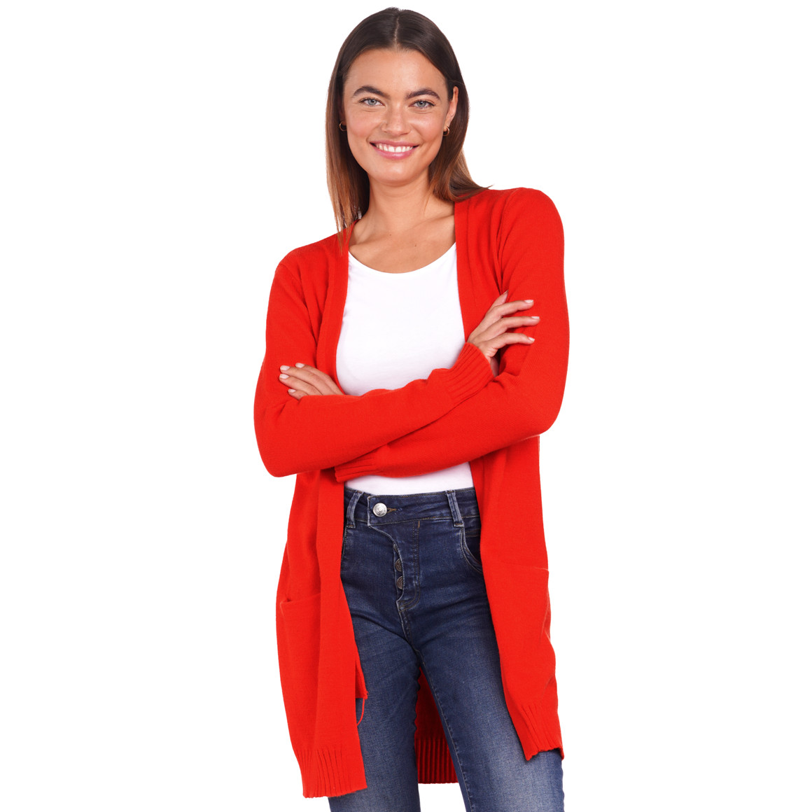 Damen Strickjacke mit zwei Einschubtaschen