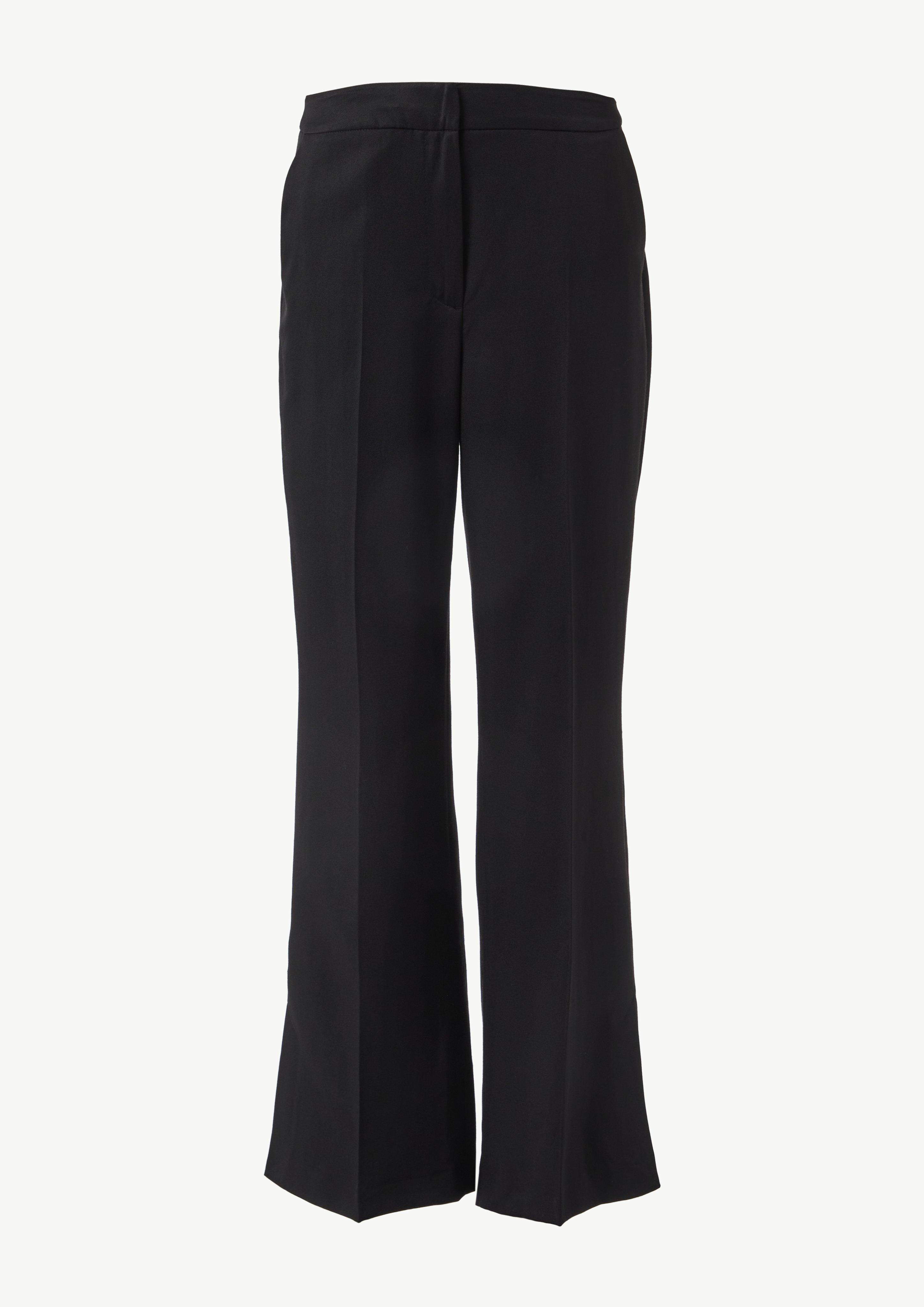 Leicht glänzende Hose mit Flared Leg und Schlitzdetails - schwarz