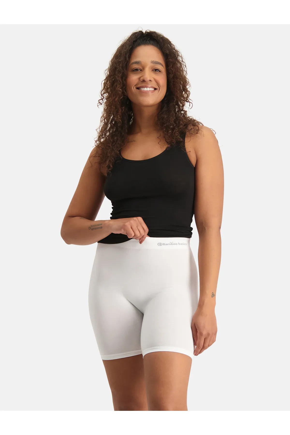 Bamboo Basics  Kurze Sporthose - Weiß - Hoher Bund