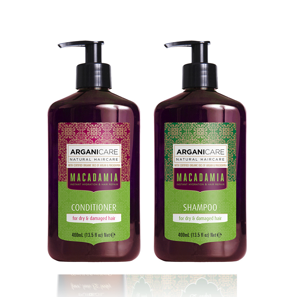 Arganicare Duo Hydratant à l'huile de Macadamia cheveux secs et abimés Shampooing  et ap rès shampooing