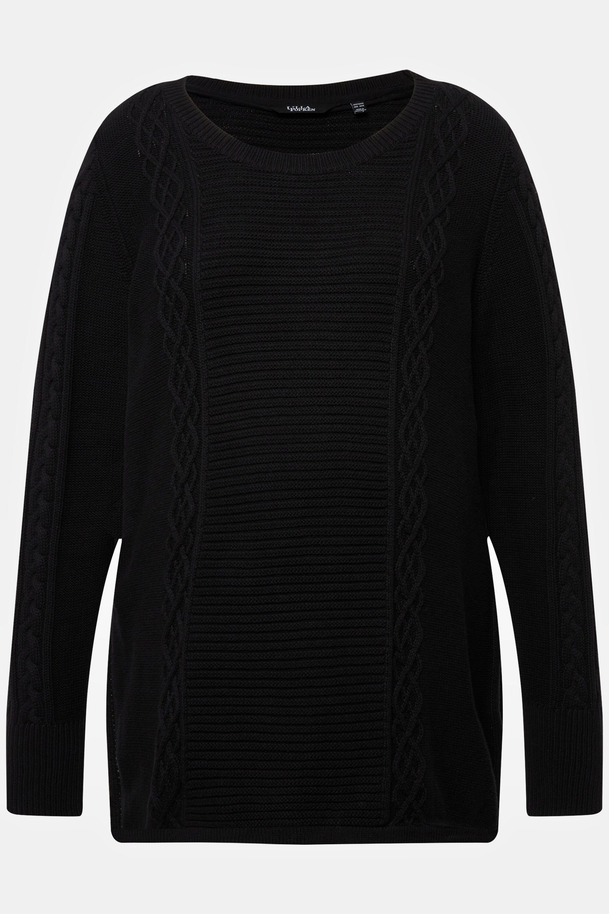 Ulla Popken Umstandspullover Bellieva-Pullover Zopfmuster Rundhals Langarm GOTS
