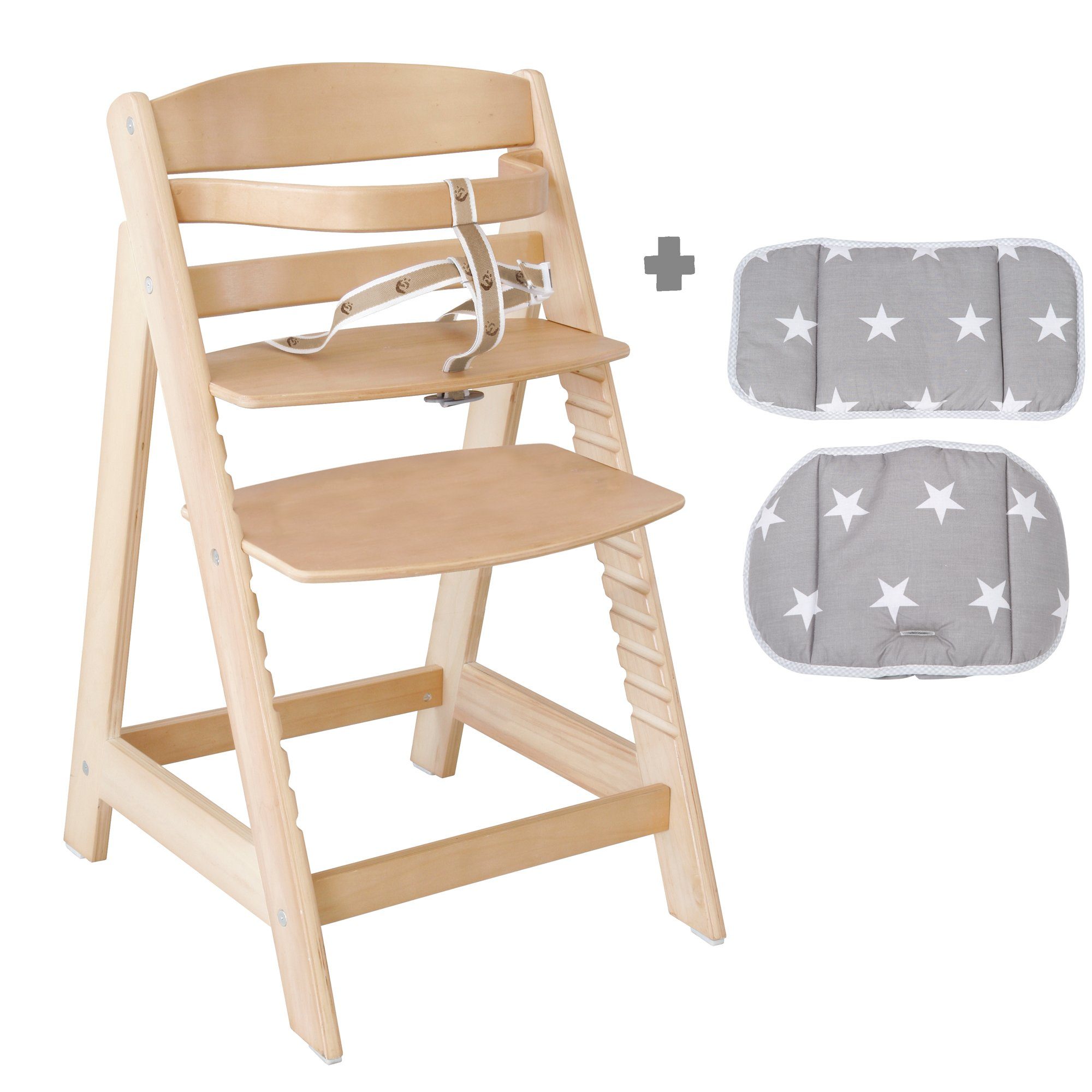 roba® Hochstuhl Treppenhochstuhl Sit Up III, natur, inkl. Sitzverkleinerer Litte Stars