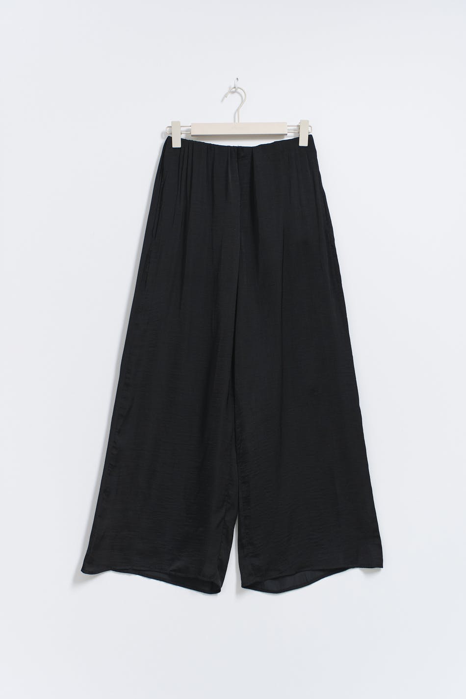 Petite wide satin trousers