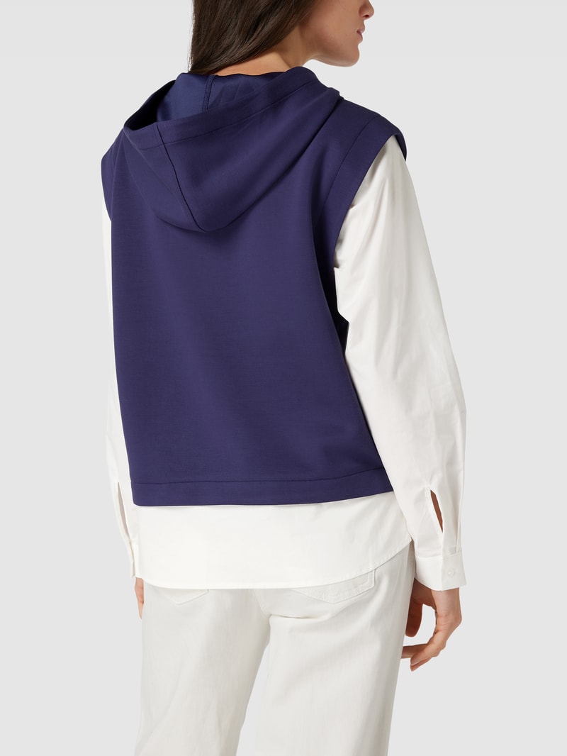Hoodie mit Kontrastbesatz in marineblau