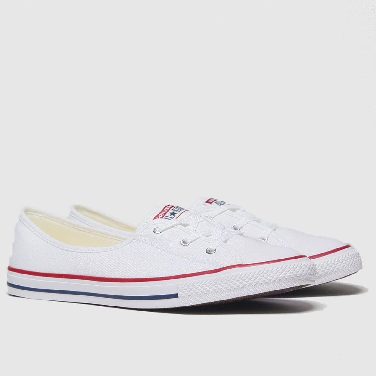 Converse – All Star – Vita ballet-sneakers i spets