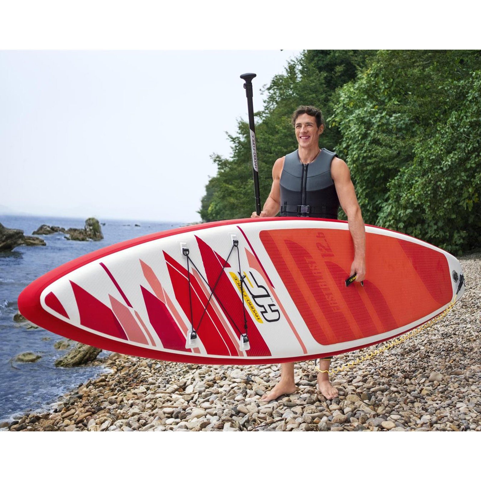 BESTWAY Inflatable SUP-Board SUP Stand Up Paddle Board Sport Touring aufblasbar + Paddel 381x76x15cm