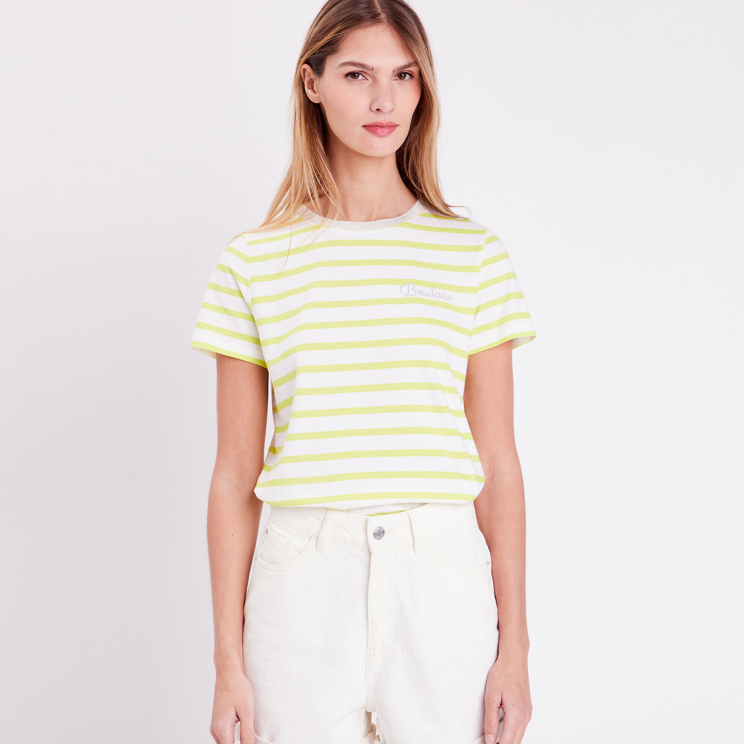 T-shirt manches courtes vert fluo femme | Cache Cache