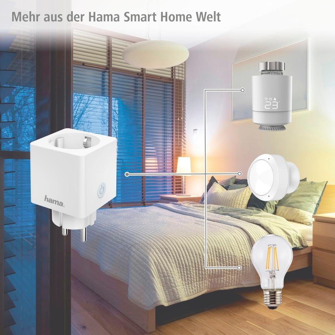 Hama WLAN-Steckdose WLAN Steckdose Mini Verbrauchsmesser o.Hub App-Sprachsteuerung 3.680W, max. 3680 W, Mit erhöhtem Berührungsschutz, Verbrauchsmesser