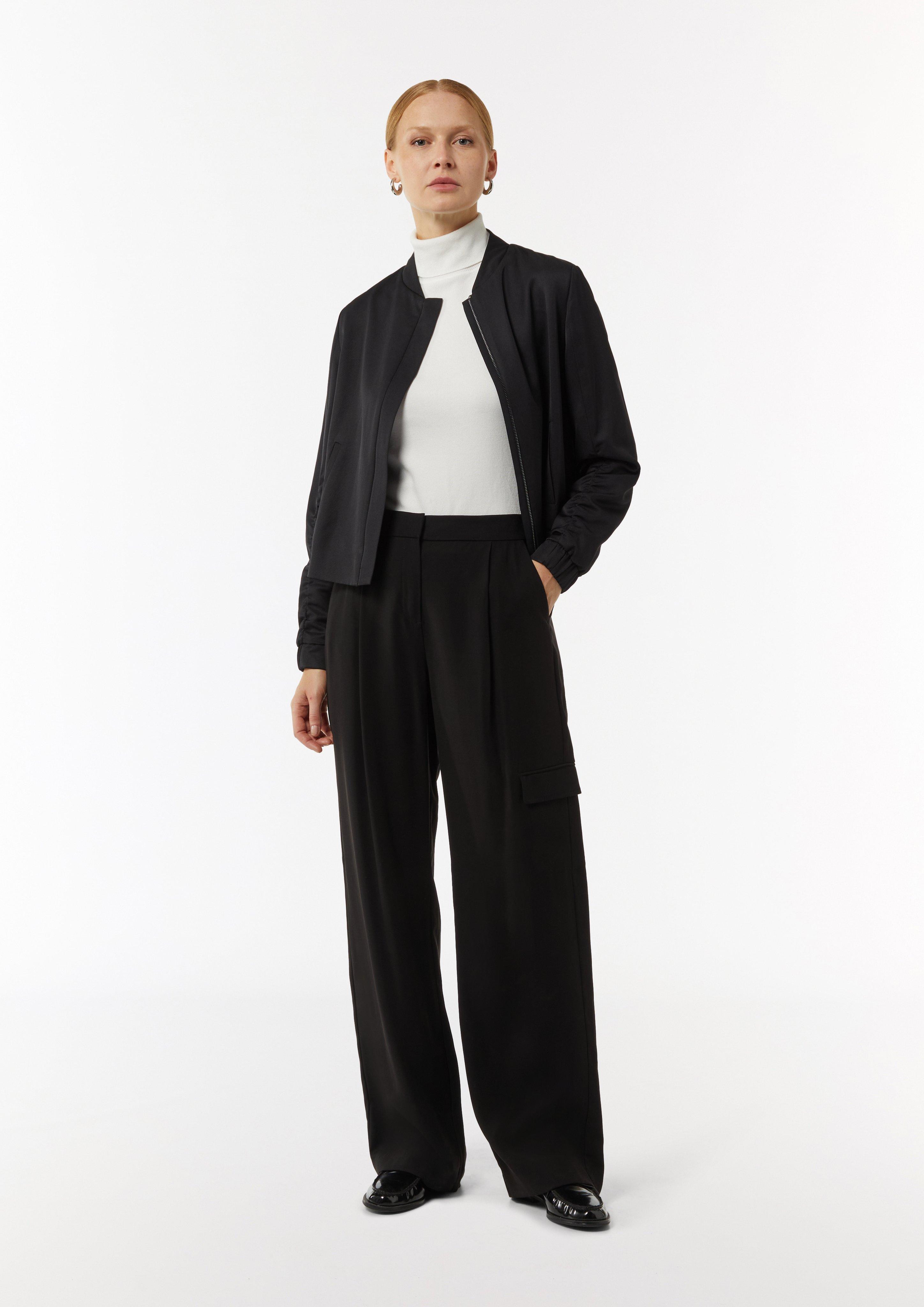 Blouson mit Raffungsdetails am Ärmel - schwarz