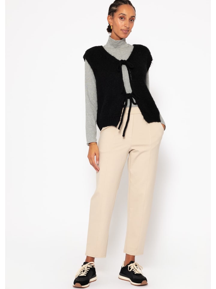 SASSYCLASSY Jersey Chinos mit Ziernaht in Beige günstig kaufen