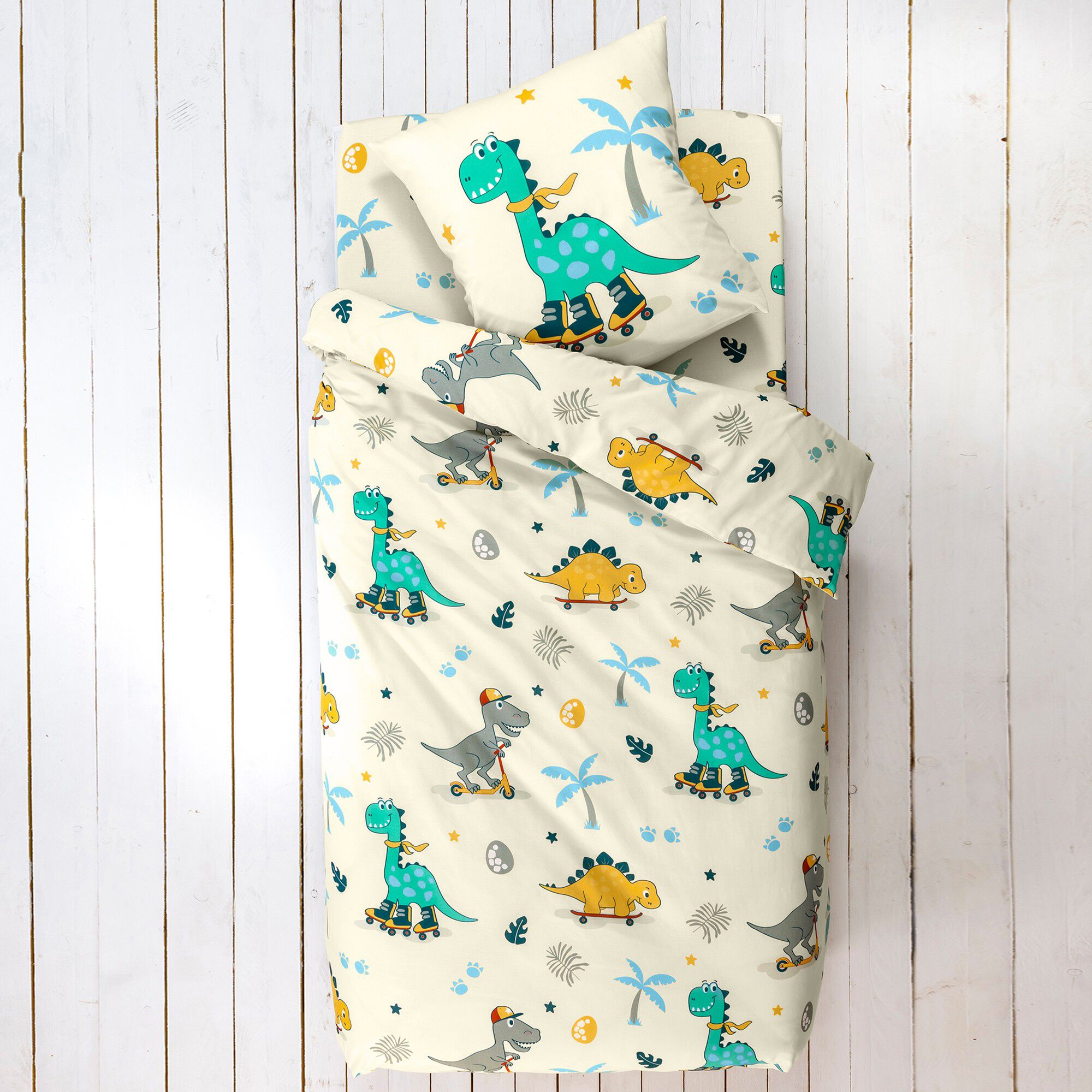 Linge de lit enfant à motifs skate Dinoroul 1 personne
