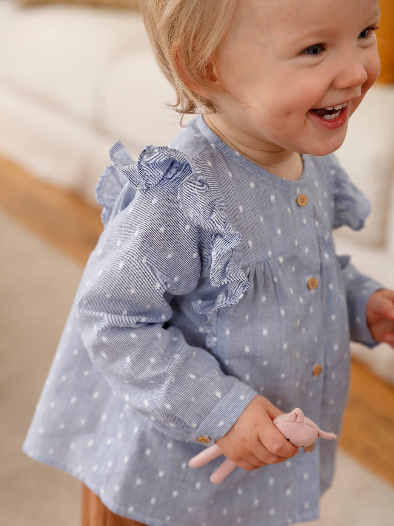 Blouse volantée bébé fille ivoire