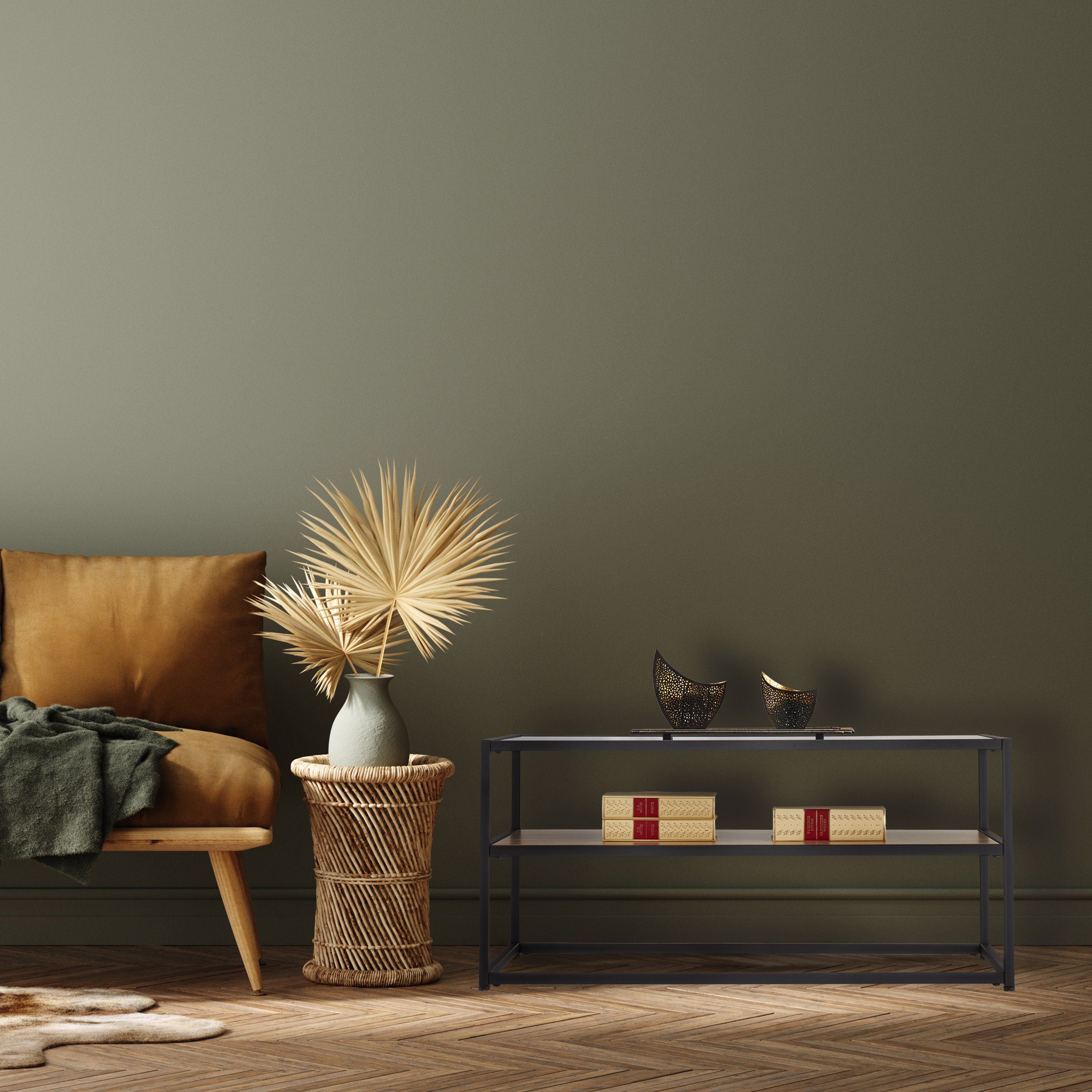relaxdays Couchtisch Schwarzer Couchtisch mit Glasplatte