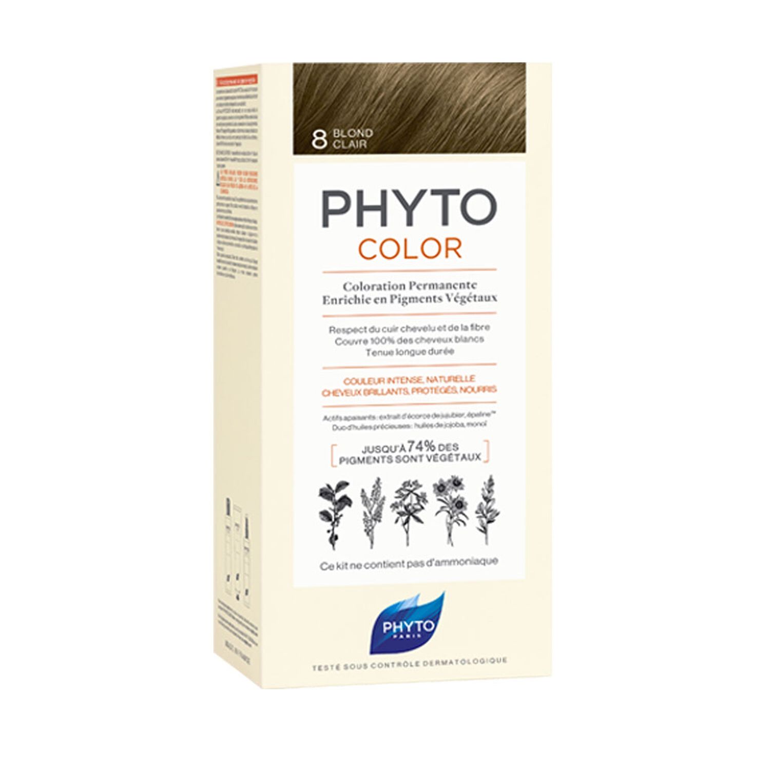 Phyto Phytocolor Coloration Permanente 8 Blond Clair - Cheveux Colorés Ou Blancs