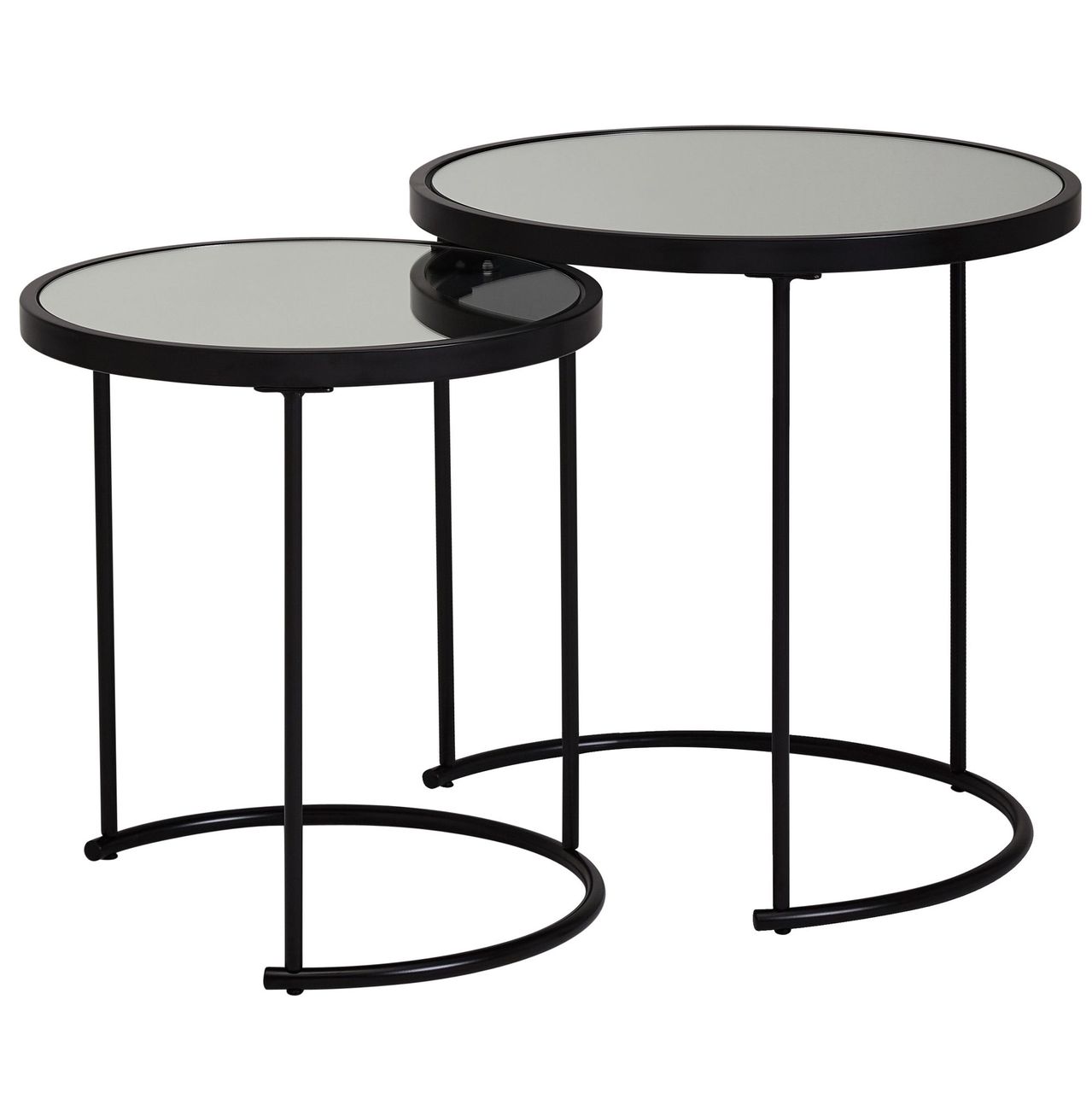 Wohnling 2er Set Beistelltisch Schwarz