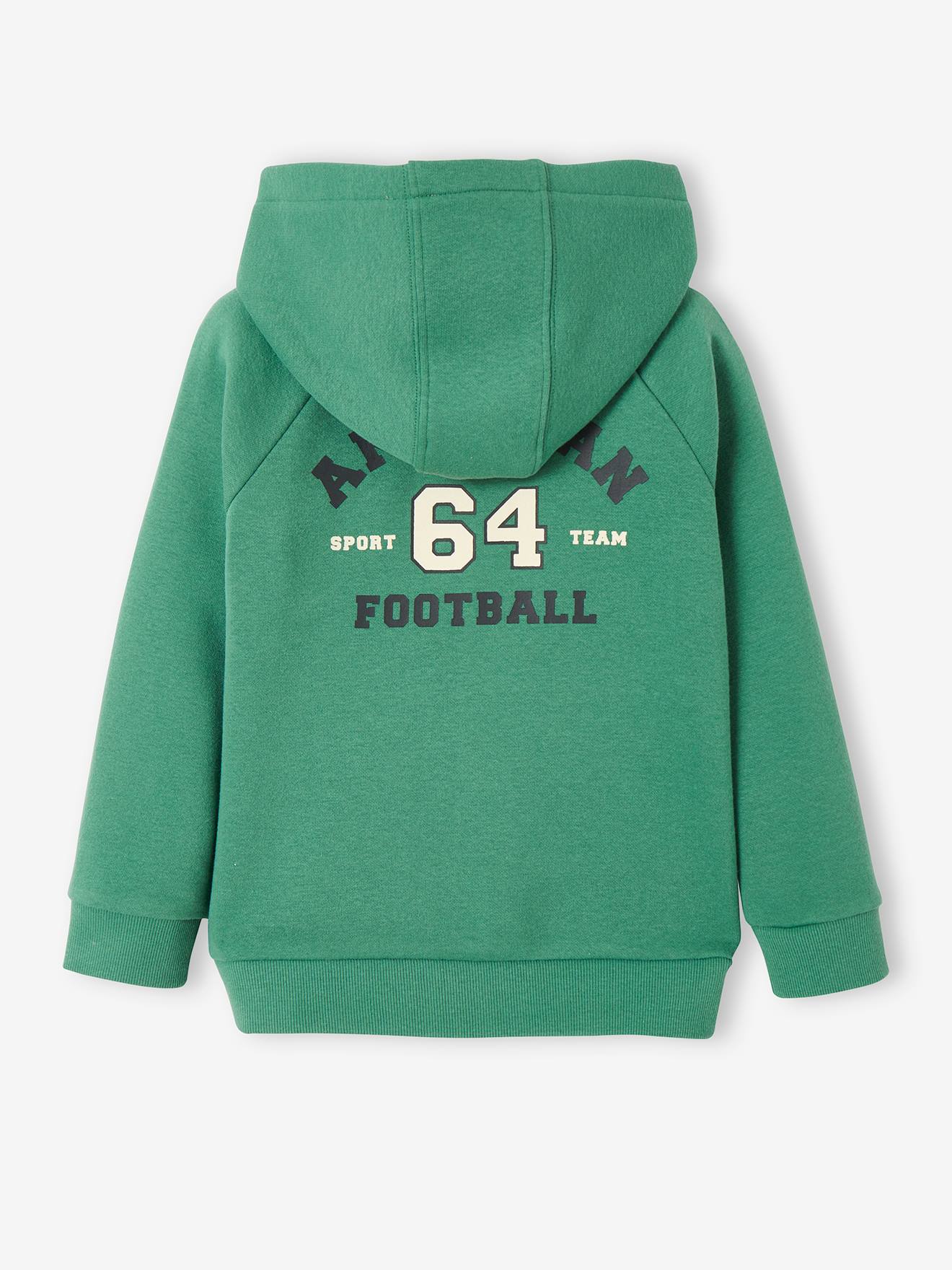 Sweat à capuche zippé style collège garçon vert moyen
