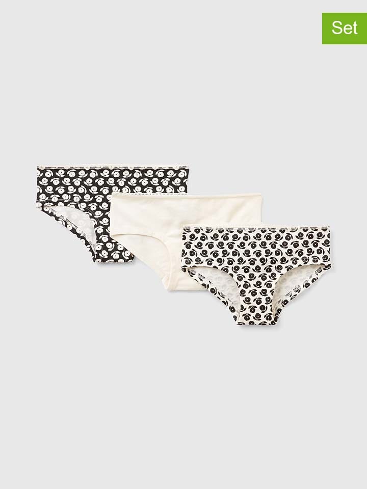Benetton 3er-Set: Slips in Schwarz/ Creme günstig kaufen