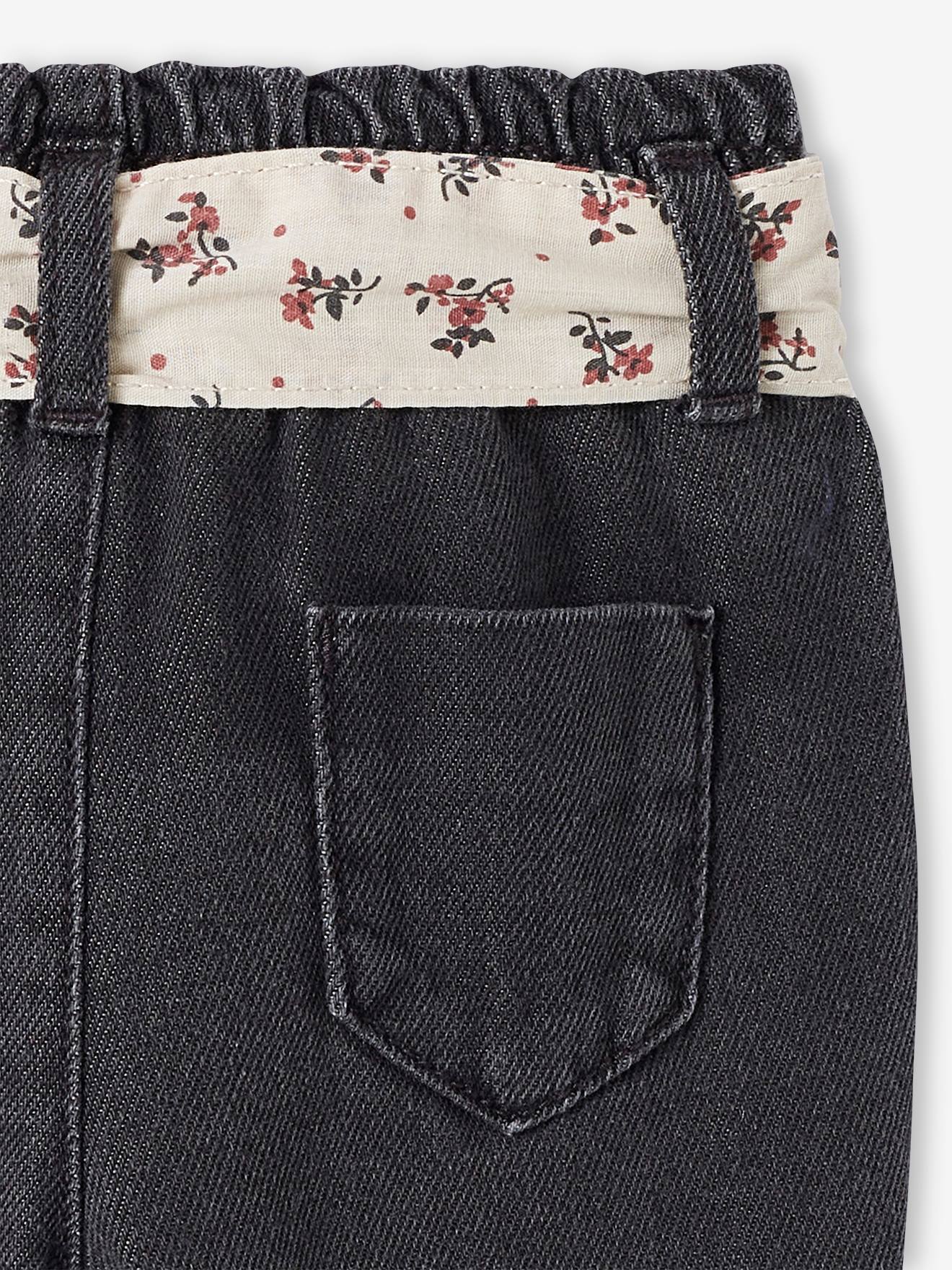 Jean avec ceinture en tissu bébé denim brut