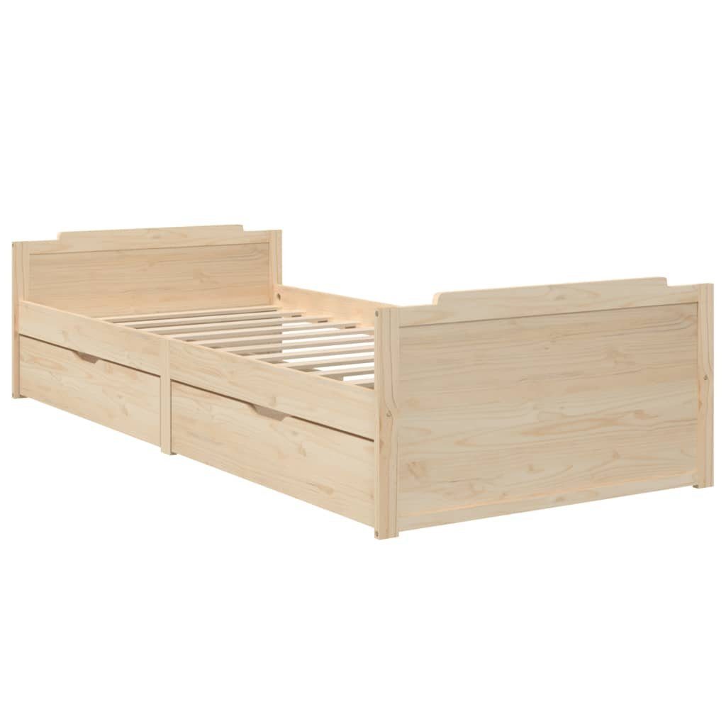 DOTMALL Massivholzbett Kiefer Einzelbett mit Schubladen 90x200cm,Ohne Matratze
