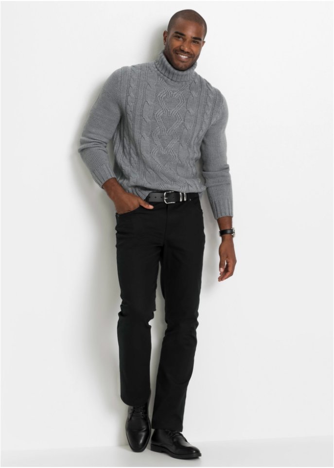 Rollkragenpullover mit Zopfmuster