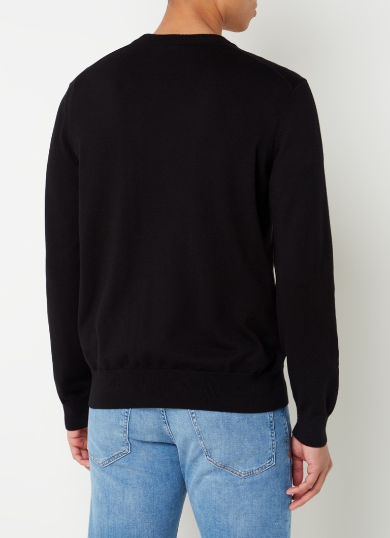 Pulover HUGO BOSS Pacello din tricot fin, cu logo brodat.