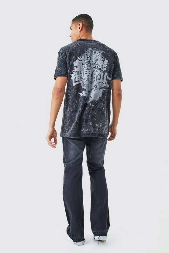 Oversize T-Shirt mit Acid-Waschung und Print