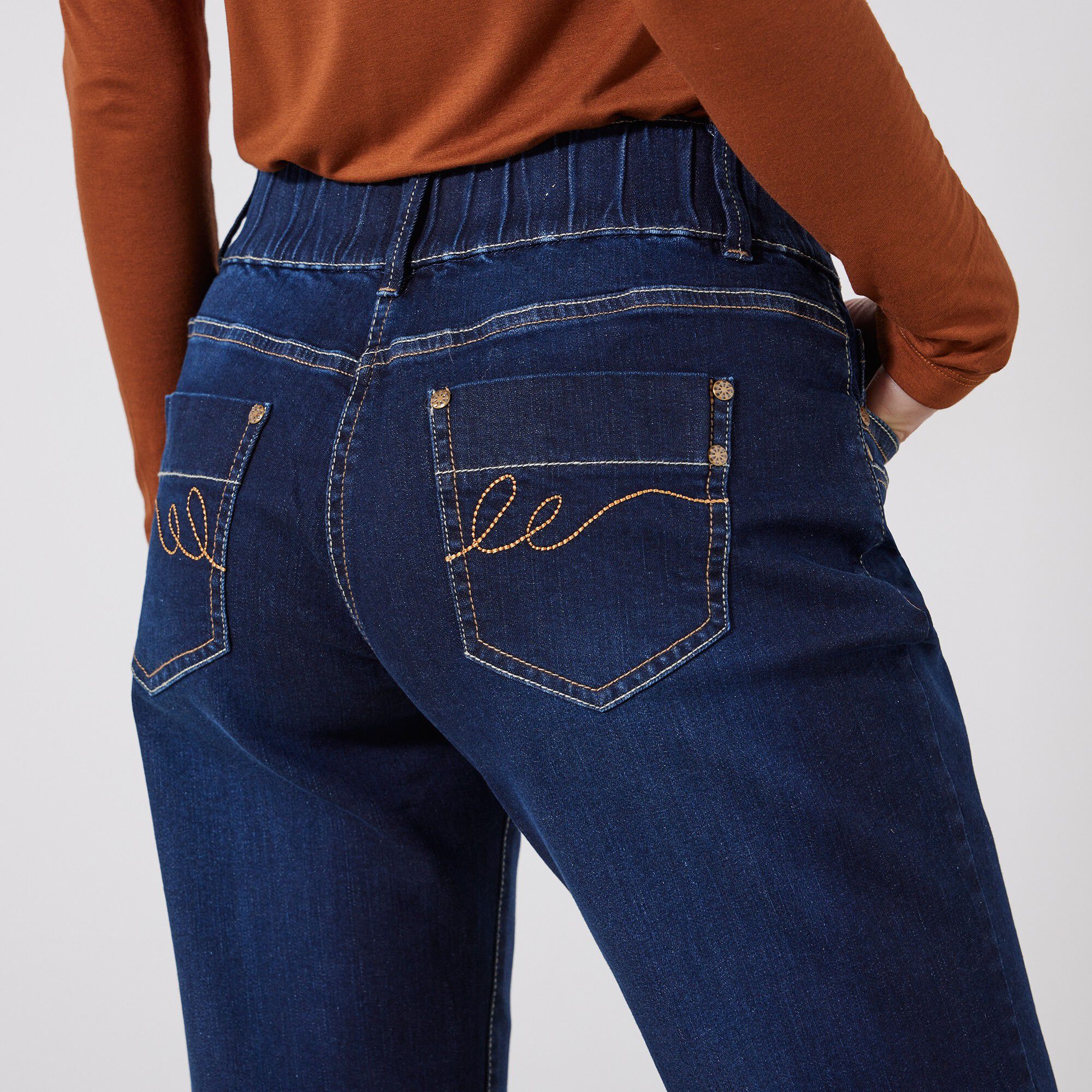 Jean mom taille élastiquée stretch