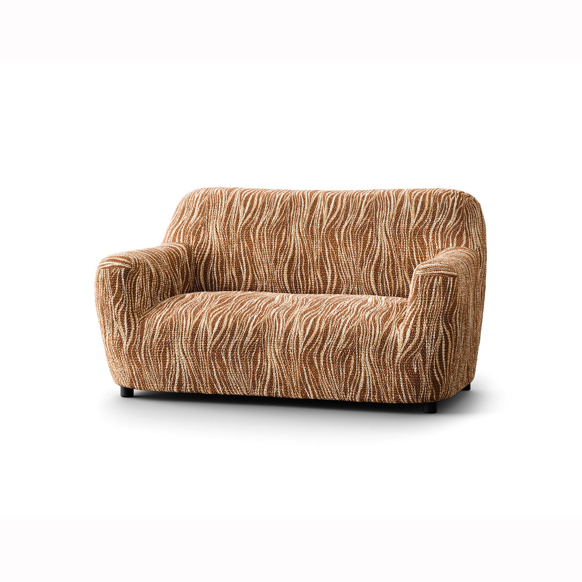 Housse bi-extensible microfibre imprimé vagues pour fauteuil et canapé