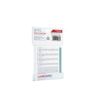Gamegenic - Prime Mini European-Sized Sleeves 46 x 71 mm - Clear (50)