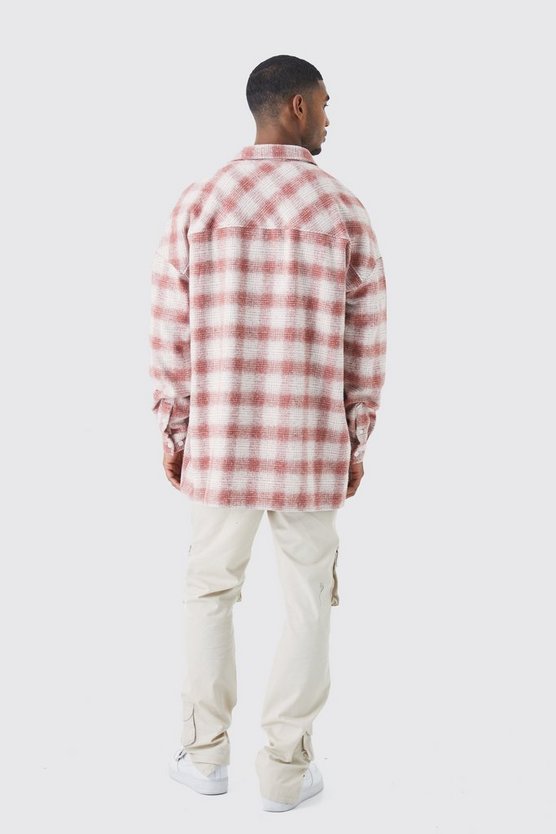 Tall langärmliges kariertes Oversize Overshirt
