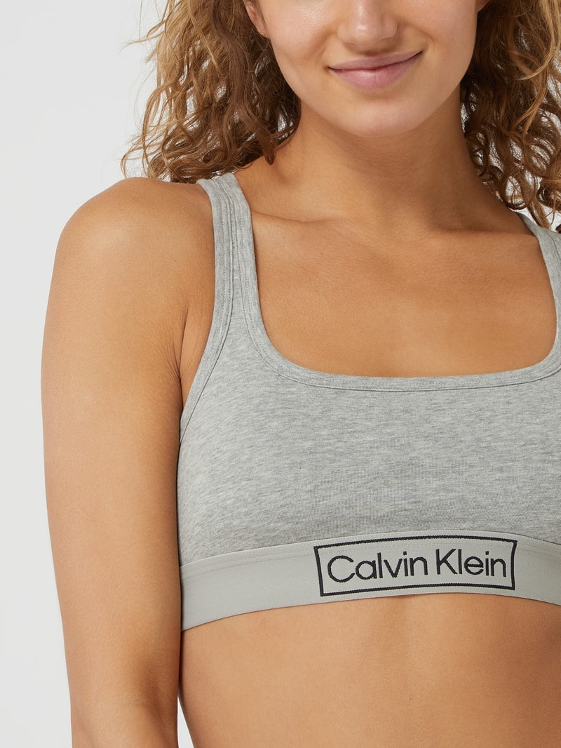 Bustier mit Logo-Bund in silber meliert
