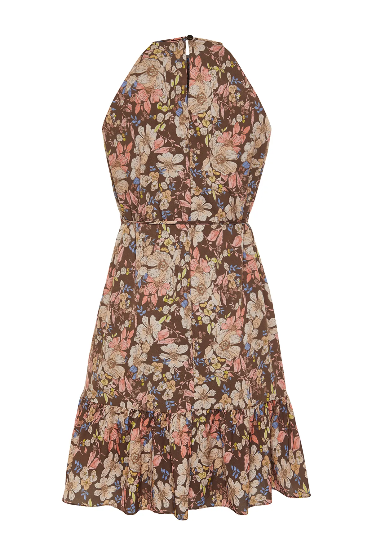Trendyol Collection  Mehrfarbiges, florales A-Linien-Minikleid mit Krawattendetails TWOSS22EL00666