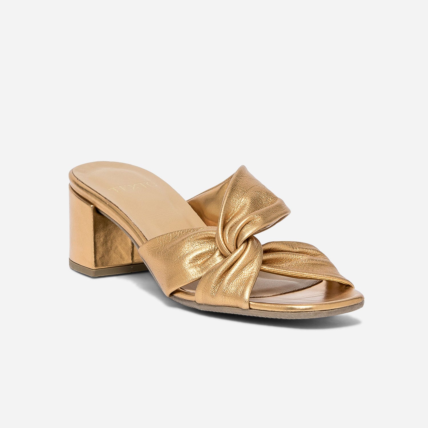 Mule TEXTO cuivrée en cuir à brides souples