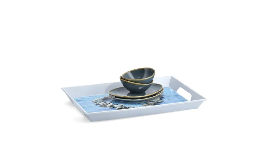 zeller Tablett Herz 50x35cm weiss, dekor