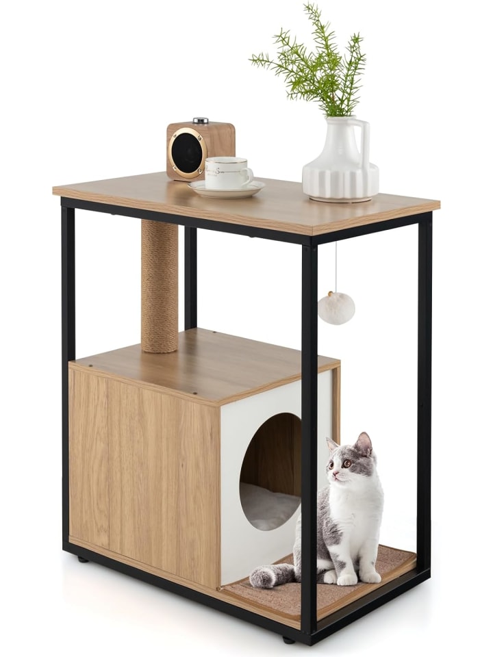 COSTWAY 3 in 1 Katzenhaus Beistelltisch in Beige günstig kaufen onesize