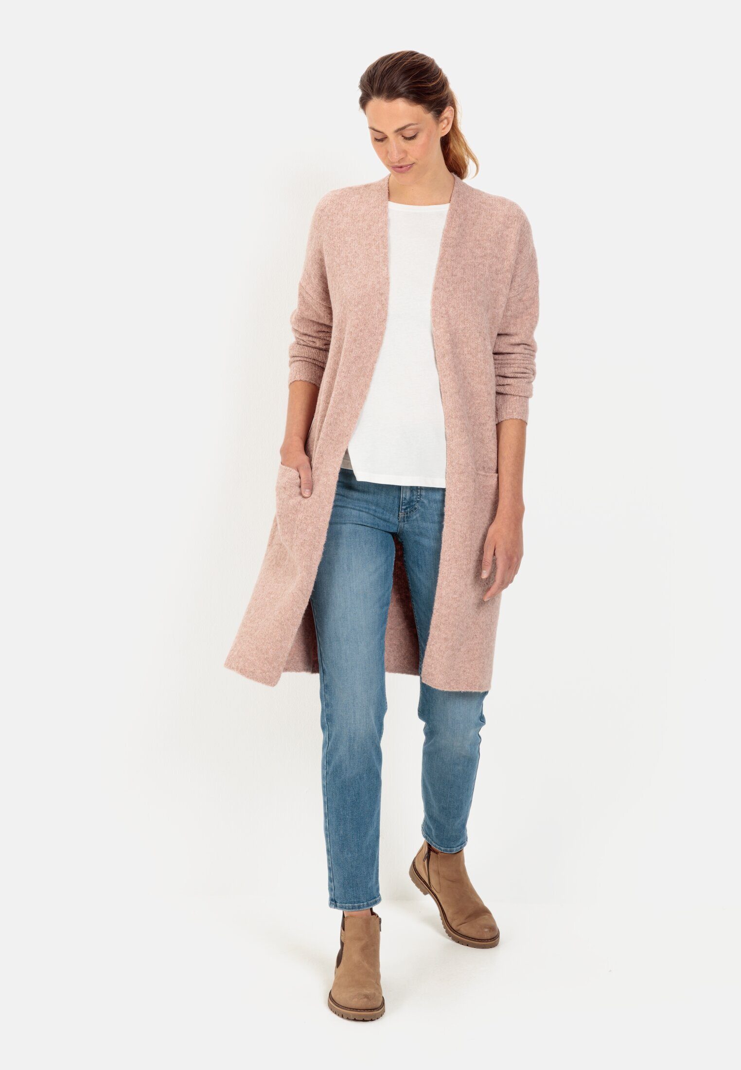 camel active Longstrickjacke aus recyceltem Polyester Strickjacke_Strickjacke
