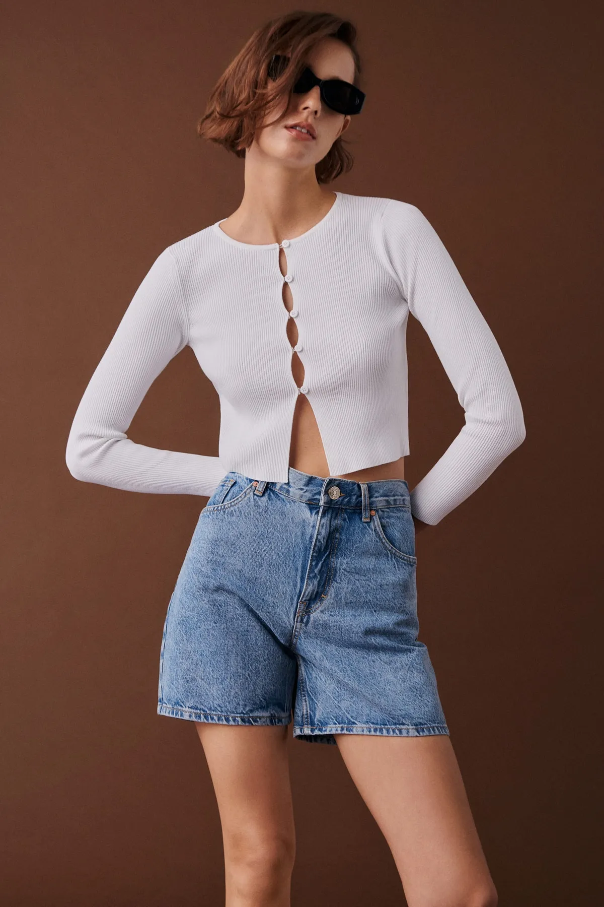 MANGO  Shorts - Blau - Mittlerer Bund