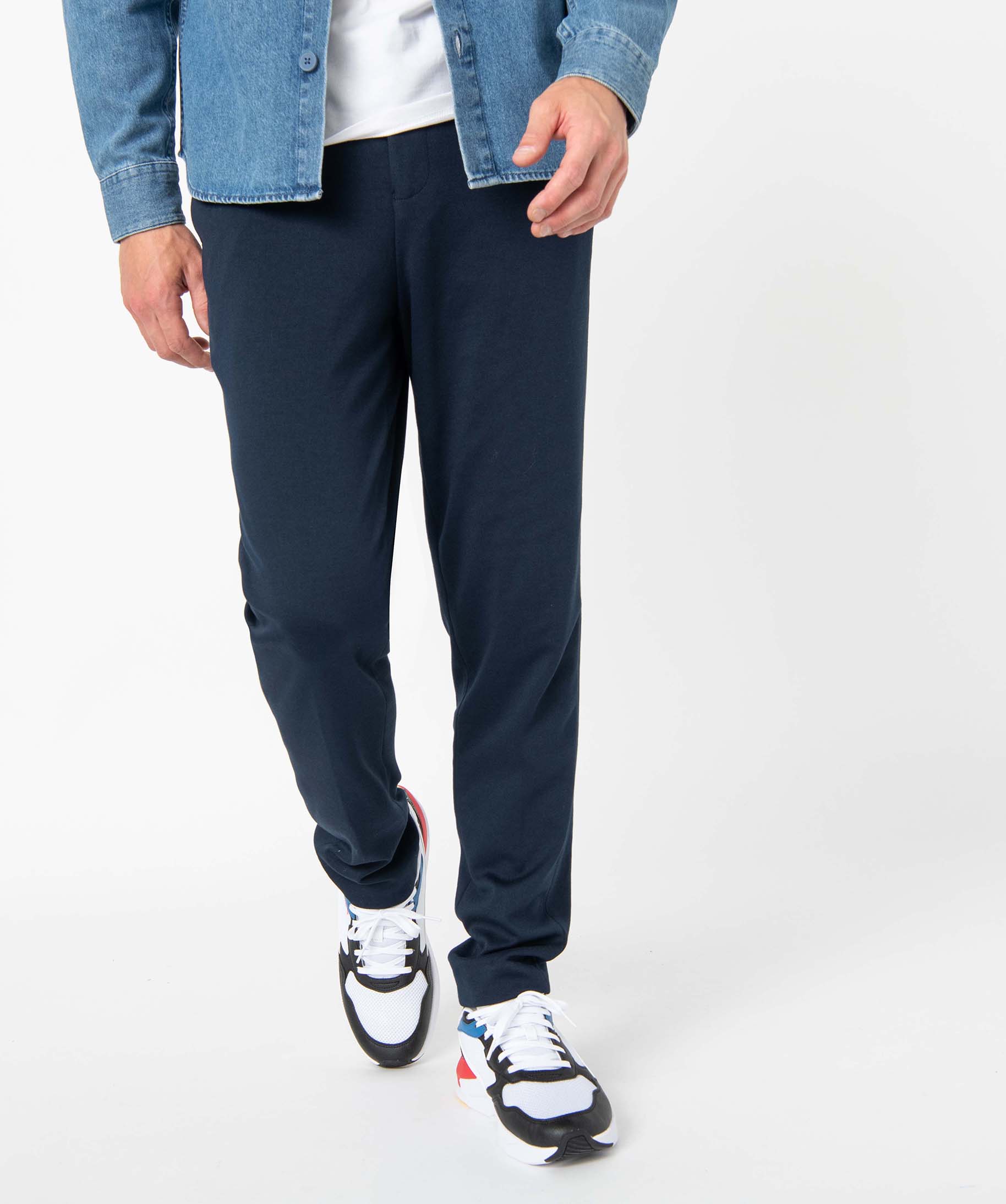 Pantalon homme en maille extensible bleu fonce | GEMO