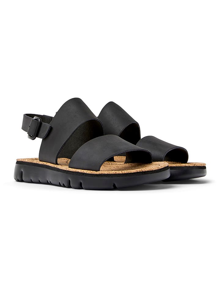 Camper Leder-Sandalen in Schwarz günstig kaufen