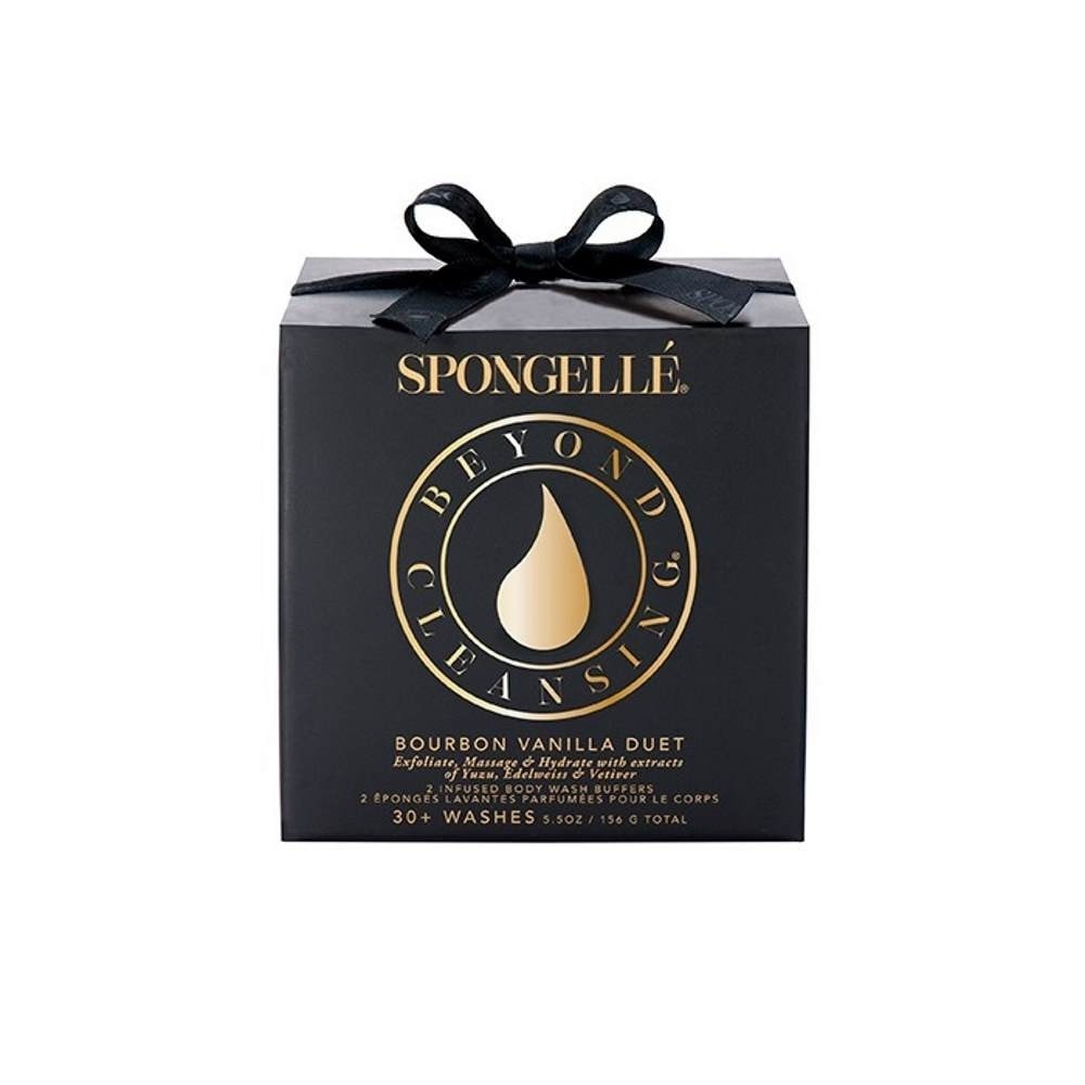 spongelle BOXED DUO - BOURBON VANILLA (30+ USES) 2 éponges lavantes parfumées pour le corps