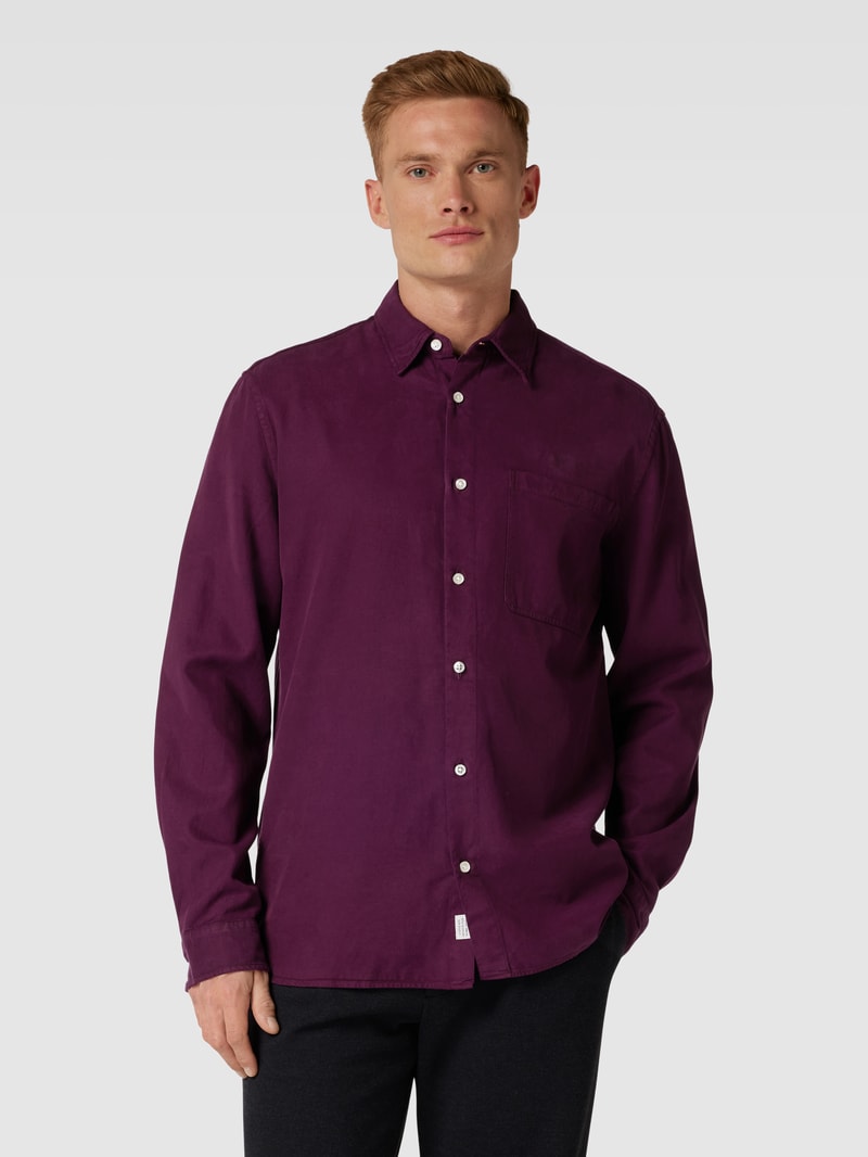 Freizeithemd im Denim-Look in aubergine