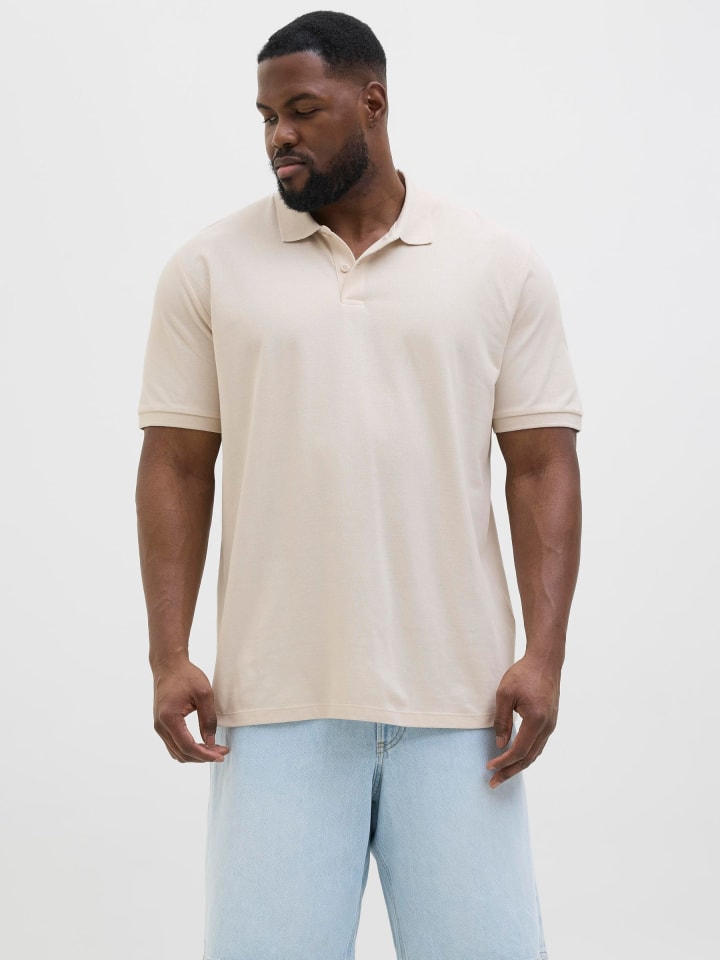 JACK & JONES PLUS Poloshirt in Moonbeam günstig kaufen 5XL