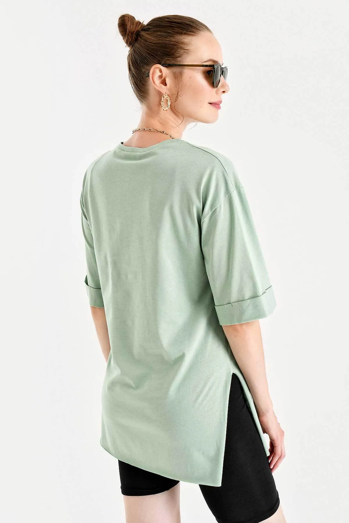 Bigdart  4123 Übergroßes T-Shirt mit Schlitzen - Çağla