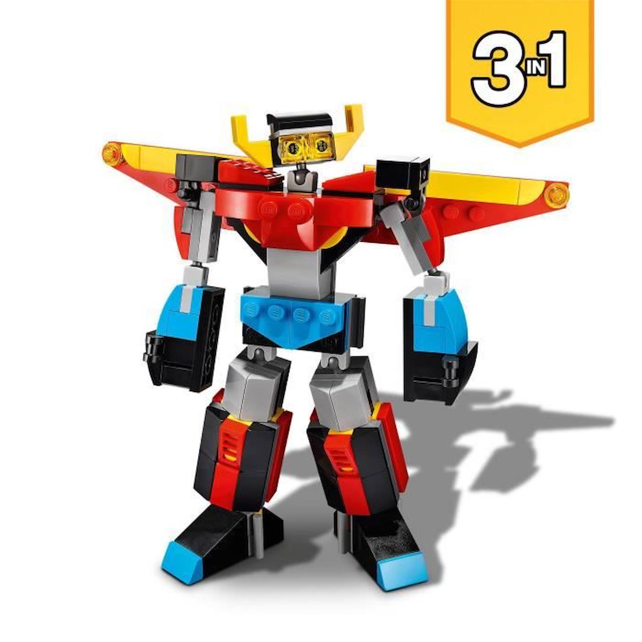 LEGO® Creator 31124 Le Super Robot, Jouet 3 en 1 Robot Dragon Avion bleu