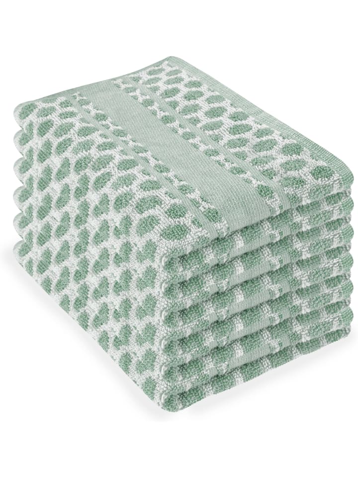 Aspero 6 Frottee Baumwoll Geschirrtücher in Grün günstig kaufen 50 x 70 cm